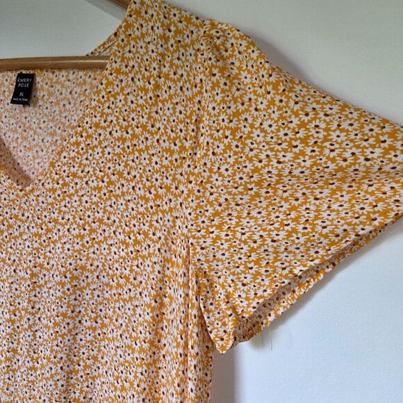 EUC LIKE NEW EMERY ROSE YELLOW DAISY PRINT FLORAL V NECK TIERED MAXI DRESS SZ XL - Picture 7 of 15